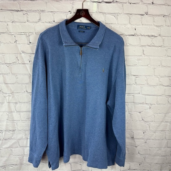 Polo Ralph Lauren Estate Rib Blue 1/4 pullover Sweater sz 3XB - Picture 1 of 8